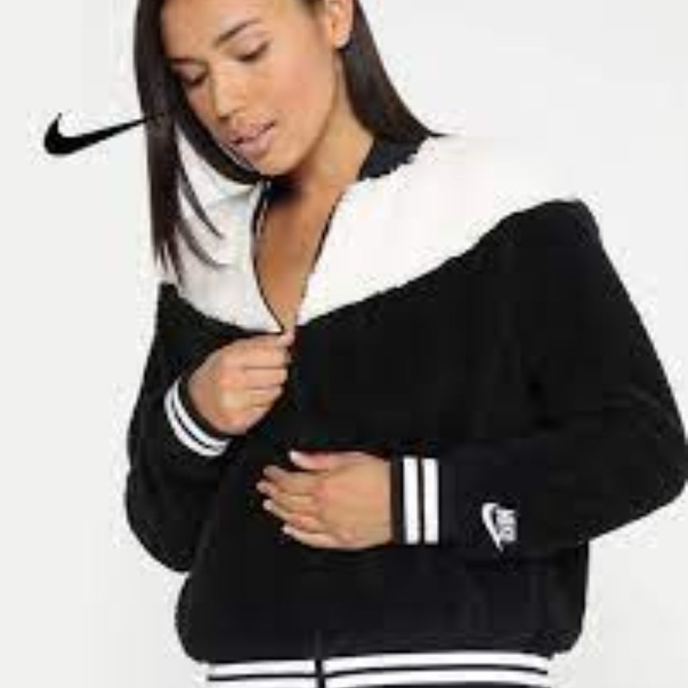 Nike Bomber Sherpa Jacket Full Zip Up - Picture 2 of 4